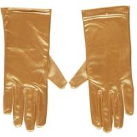 Gouden gala handschoenen kort van satijn 20 cm Goudkleurig