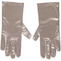 Zilveren gala handschoenen kort van satijn 20 cm Zilver