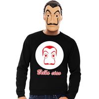 Shoppartners Zwarte Salvador Dali sweater met La Casa de Papel masker heren Zwart