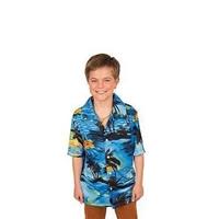 Hawaii blouse/overhemd blauw voor jongens