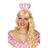 Fiesta carnavales Prinses/koningin verkleed diadeem met roze kroon Roze