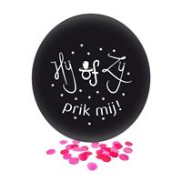 Confetti ballon gender reveal meisje party/feest zwart 60 cm Zwart