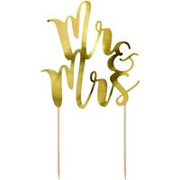 Bruidstaart decoratie topper Mr & Mrs goud 25 cm Goudkleurig