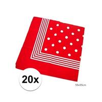 20x Rode boeren zakdoeken met stippen Rood