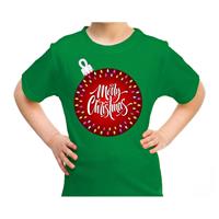 Bellatio Fout kerst shirt kerstbal merry christmas groen voor kids