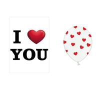 Shoppartners I Love You mega deurposter met 6x witte ballonnen rode hartjes Multi