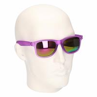 Hippe zonnebril paars met spiegelglazen - Verkleedbrillen