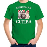 Bellatio Kitten Kerst t-shirt / outfit Christmas cuties groen voor kinderen