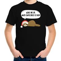 Bellatio Luiaard Kerst t-shirt / outfit Wake me up when christmas is over zwart voor kinderen