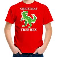 Bellatio Christmas tree rex Kerstshirt / outfit rood voor kinderen