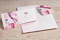 tadaaz Bohemian trouwkaart pochette met roze bloemen | Buromac 108053