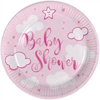 Folat feestborden Baby Shower 18 cm karton roze 8 stuks