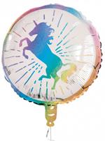 Boland folieballon Unicorn 45 cm wit/roze