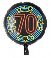 Paper Dreams folieballon cijfer 70 rond 46 cm zwart/blauw