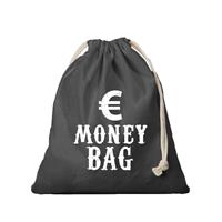 Bellatio Canvas geldzak Moneybag met euro teken zwart 25 x 30 cm verkleedaccessoires -