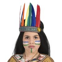 Indiaan verkleed hoofdtooi/hoofdband met veren voor kinderen