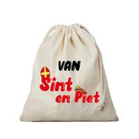 Bellatio 1x Sinterklaas cadeauzak Van Sint en Piet met koord voor pakjesavond als cadeauverpakking -