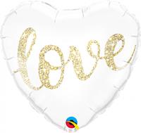 Folat folieballon Love 45 cm wit/goud