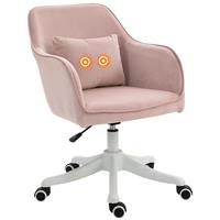 Vinsetto Massage kantoorstoel draaistoel werkstoel met trilfunctie fluweel roze