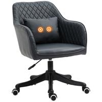 Vinsetto Massage kantoorstoel draaistoel werkstoel met trilfunctie PU donkergrijs