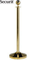 Securit Afzetpaal  100cm met voet goudkleurig