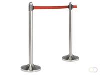 Securit Afzetpaal  RVS met rolband 210cm rood