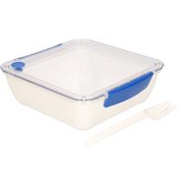 Transparant Met Blauwe Lunchbox Met Vorkje 1000 Ml - Voedselbewaar Trommel/broodtrommel