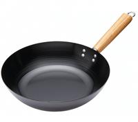 KitchenCraft wokpan 30 cm staal/hout zwart/naturel