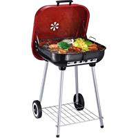 Sunny Barbecue-grillwagen voor houtskool op wielen rood 45 x 47,5 x 70 cm