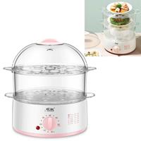 Huismerk LINGRUI Timer Mini Multi-function Egg Cooker Automatic Power Off Home Breakfast Machine CN Plug Specificatie:Double Layers (Pink)