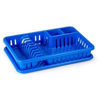 Forte Plastics Blauw afdruiprek met lekbak 45 x 30 cm - Keukenbenodigdheden - Afwassen/afdrogen - Afwasrekken - Afdruiprekken met lekbak