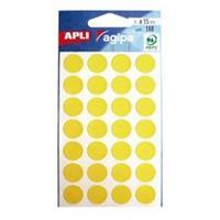 Agipa ronde etiketten in etui diameter 15 mm, geel, 168 stuks, 28 per blad