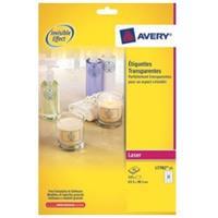 Avery transparante Crystal Clear etiketten ft 63,5 x 38,1 mm, 525 etiketten, 21 per blad