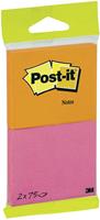 3M Post-it Notes Joy, 75 blaadjes, ft 76 x 63,5 mm, pak van 2 blokken