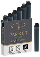 Parker Quink Mini inktpatronen zwart, doos met 6 stuks
