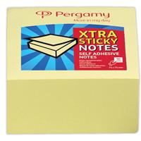 Pergamy Extra Sticky notes, ft 76 x 76 mm, geel, blok van 90 vel