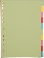 Pergamy tabbladen ft A4, 11-gaatsperforatie, karton, geassorteerde pastelkleuren, 10 tabs