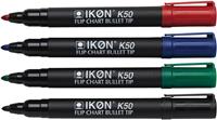 Ikon K50 flipchart marker, etui van 4 stuks in geassorteerde kleuren