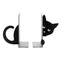 Balvi Boekensteun verborgen kat zwart metaal