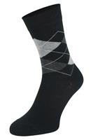Boru Bamboe sokken met ruiten motief-Black-35/38