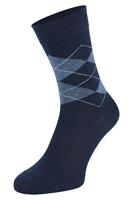 Boru Bamboe sokken met ruiten motief-Navy-35/38