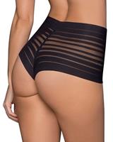 leonisa Lace Stripe High-Waisted Cheeky Hipster  | Black