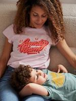 VERTBAUDET Dames-T-shirt Family team capsulecollectie  en Studio Jonesie in biologisch katoen. roze