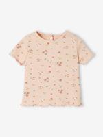 VERTBAUDET Babyshirt met bloemen in geribbeld tricot bedrukt grijsachtig roze