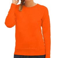 Fruit Of The Loom Oranje sweater / sweatshirt trui met raglan mouwen en ronde hals voor dames - basic sweaters - Koningsdag / Oranje
