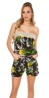 Cosmodacollection Sexy Bandeau Playsuit in floral print Black