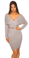 cosmodacollection Sexy bat sleeve knit dress Grey