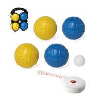 Merkloos Jeu de boules set met 4 ballen + compact meetlint/rolmaat 1,5 meter -