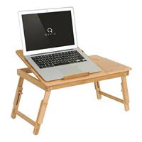 QUVIO Bedtafel Bamboe V2 Voor Laptop, Tablet Of Boek - Ontbijttafeltje aptoptafel Verstelbaar - Voor Op Bed - Inklapbaar
