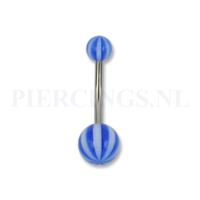 Piercings.nl Navelpiercing acryl beachbal wit-blauw L 12 mm